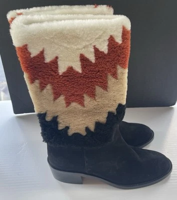 Botas de piel de oveja Aquazzura Nomade Botines Talla 38 Negro Tostado Blanco BN Sin Caja (D7) Foto 1 de 4