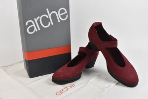 Arche Women's Gena Mary Jane Heels Shoes EU 40 UK Size 7 In Box Red Suede - Picture 1 of 8