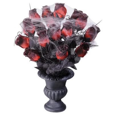 NET TOYS Vaso gotico Halloween con rose decorazione bouquet di rose decorazione floreale rosa