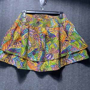 Truth NYC Women's Elastic Waist Ruffle Hem Tiered BOHO Tribal Mini Skirt XL - Picture 1 of 9
