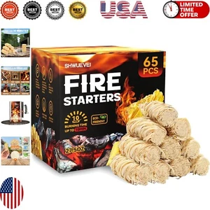 Eco-Friendly Fire Starters - 65 pcs of Odorless Charcoal Starters for Grilling - Picture 1 of 10
