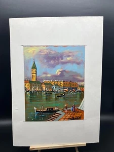 Vintage Oil Painting San Marco Venice Italy SIGNED by OSSO 24 x 34cm UNFRAMED - Picture 1 of 4