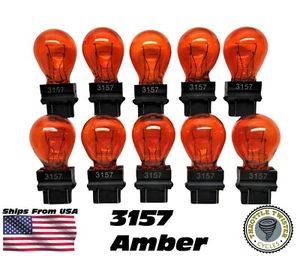 Bulk Lot of 10 3157 Amber Turn Signal Parking DRL Light Bulbs USA Based Seller - Picture 1 of 3