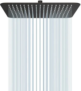 Matte Black 12 Inch Large Square Stainless Steel Rainfall Shower Head Ultra Thin - Picture 1 of 14