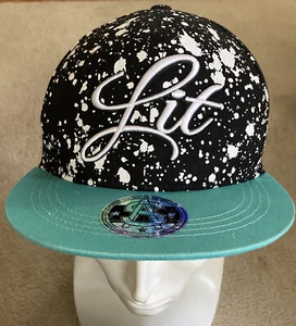 Sole Addiction LIT Snapback Flatbill Urban Adjustable Hat Cap Teal Paint Spots - Bild 1 von 9