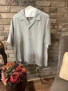 Cutter & Buck Mens Light Greenish Brown Silk Shirt Preowned Size XL Silk Shirts - Picture 1 of 7