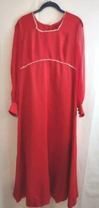 Vintage 1970s Prom Bridesmaid Dress Red Satiny Fabric Lace Trim Like M/L - Picture 1 of 8