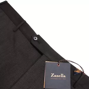 Zanella NWT Dress Pants Size 40 US Parker In Solid Dark Brown Melange 100% Wool - Picture 1 of 11