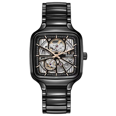Rado True Square SWISS Automatic Open Heart Black Ceramic Men's Watch R27086162 - Image 1 of 4