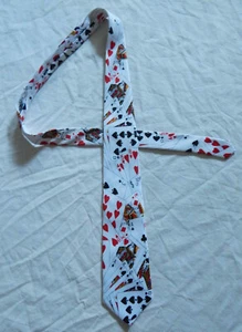 Cards Royal Flush 5 Card Poker Neck Tie - Black Polyester Gambler New w Tags - Picture 1 of 6