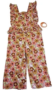 NWT Wonder Nation Toddler Girl's Floral 100% Cotton Romper Size 4T Overalls  - Picture 1 of 5