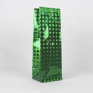 Green Wine Bottle Bag Holographic Paper Christmas Present Gift All Occassion - Picture 1 of 1