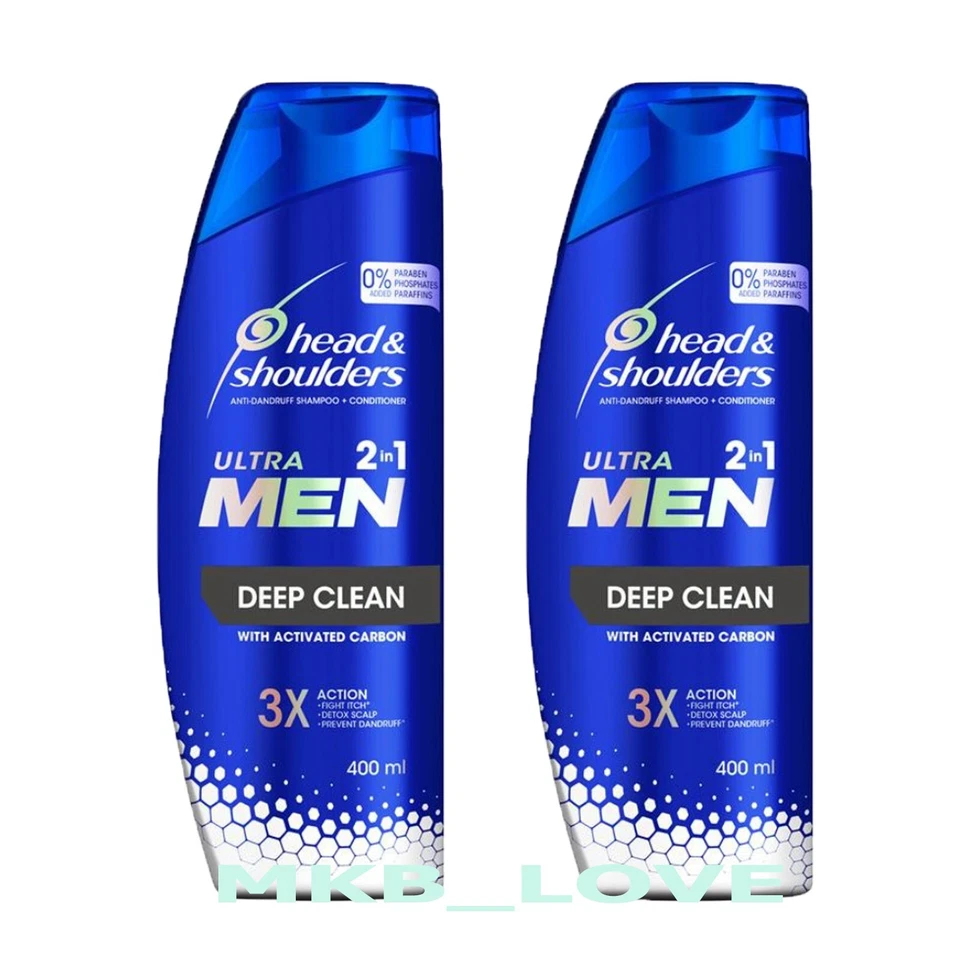 HEAD & SHOULDERS 2 x Head &Shoulders Ultramen 2in1 Deep Clean Anti Dandruff Shampoo & Conditioner