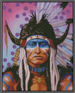 Native American Indian Worrier Counted Cross Stitch Chart No. 21-155 - Picture 1 of 1