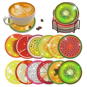 12 pcs Diamond Painting Coasters | Diamond Art Coasters | Fruit Diamond Art - Picture 1 of 7