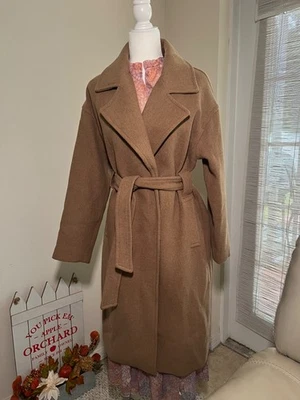 VERO MODA VMEDEA Women’s Long Wool Blend Coat Size M – Camel / Tigers Eye Melang - Image 1 of 4