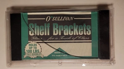NOS O'Sullivan 10" Glass Shelf Brackets Complete Kit Holds 100 Pounds  - Image 1 of 4