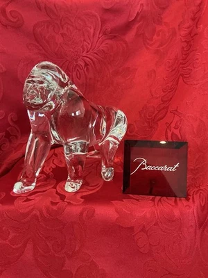 NEW FLAWLESS Stunning BACCARAT France LOET Glass Crystal GORILLA  7” HUGE Figure - image 1 of 4