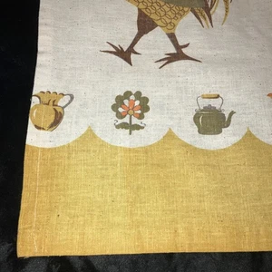 Retro 1960s Kitchen Orange Gold Rooster Kitchen Curtains. 2 Panels. PICS! - Picture 1 of 6