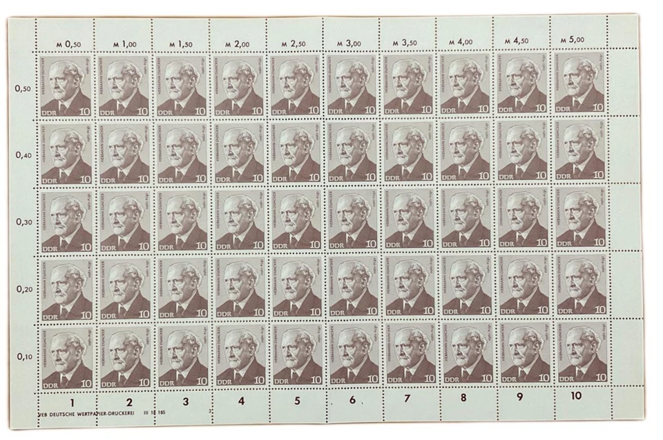 SA39g Germany DDR 1974 Personalities Labor Movement Hermannn Duncker full sheet - Image 1 of 1