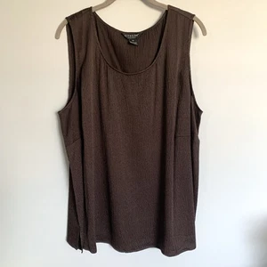 Citron Santa Monica Womens Silk Tank Top Size 2X Brown Tunic Textured Lagenlook - Imagen 1 de 9