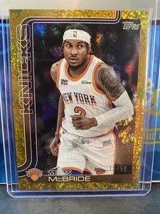 2025-26 Topps Flagship MILES MCBRIDE Gold Sparkle Foil 19/50 #17 Knicks - Picture 1 of 4