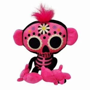 Sugar Skull Skelett Affe Plüsch - Pink & Schwarz Tag der Toten Stil - 10 Zoll - Bild 1 von 5