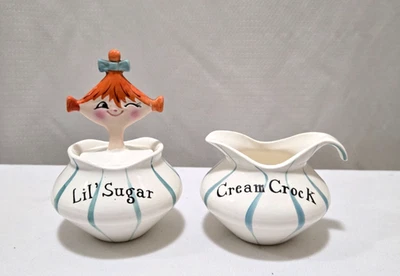 Vintage 1958 Holt Howard Pixie Pixieware Creamer and Sugar Bowl w/Labels - Image 1 of 4