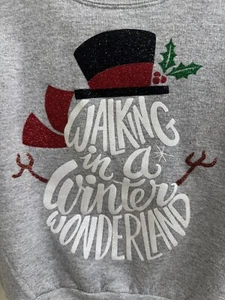 Hanes Kids YXS Heather Gray Crewneck Sweatshirt “Walking In A Winter Wonderland” - Picture 1 of 9