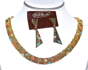 Vibrant 1960 D'ORLAN BURIED TREASURE Necklace and Earring SET - Picture 1 of 18