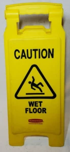 26" RUBBERMAID CAUTION WET FLOOR YELLOW 2 SIDED FOLDING SIGN (611277YEL)(DR) - Picture 1 of 5