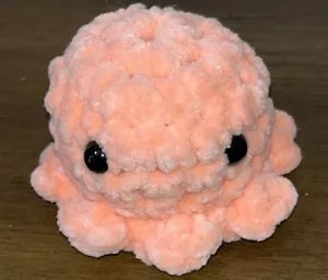 Crochet Octopus Handmade Stuffed Plush Animal Toy 3" Pink Salmon Color Hand made - Picture 1 of 8