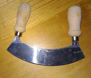 Wiegemesser für Kräuter Doppelklinge Holzgriffe 20 cm - Bild 1 von 3