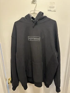 Supreme KAWS Chalk Box Logo Black Hoodie SIZE XXL - Picture 1 of 7