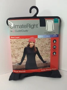 Cuddl Duds ClimateRight Women's Long Sleeve Crew Base Layer Top in Black XL - Picture 1 of 3
