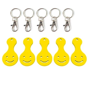 5 x Einkaufswagenchip Gesicht sofort abziehbar Einkaufswagenlöser Gelb - Bild 1 von 1