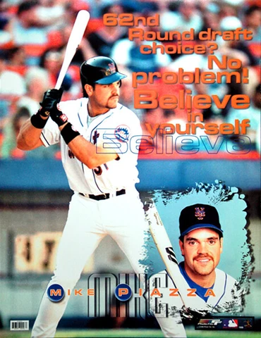 Mike Piazza BELIEVE Rare 1999 New York Mets MLB Motivational 17x22 POSTER Cover
