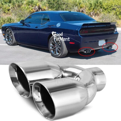 For Dodge Challenger SRT 2.5" in 3.5'' out 9.5"Long Double Wall Exhaust Dual Tip Foto 1 de 4