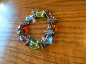 Colored Glass Bead Elastic Bracelet - Picture 1 of 3
