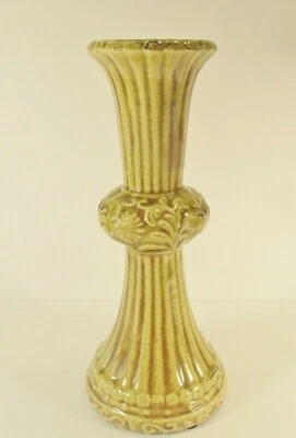 Castiçal de cerâmica verde amarelo envelhecido 13" de altura - Imagem 1 de 4