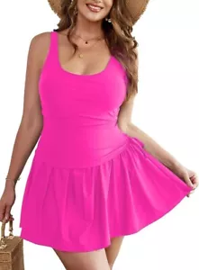 Womens One piece Swimdress Hot Pink Sz L - Picture 1 of 10