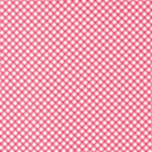 Pristine, Cherry Pink, Gingham Bias Check, Ivory, Ellie, Moda Fabric, 18765-11 - Picture 1 of 1
