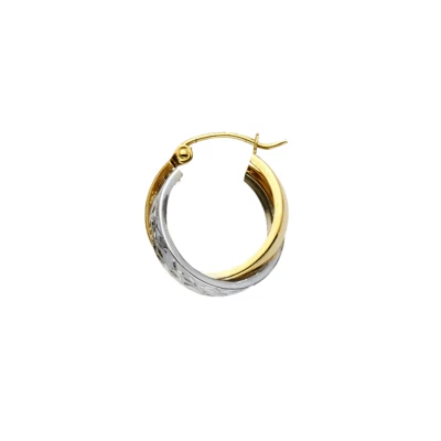 14K Two Tone Gold 7mm Double Hoop Earrings - Image 1 of 4