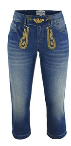 Pantalones de cuero tradicionales estilo mujer caprijeans azul denim vegano - 34 producto alemán - Imagen 1 de 4