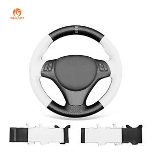 Funda de volante de cuero sintético blanco de fibra de carbono PU para BMW M Sport M3 E90 E91 E92 E93 - Imagen 1 de 10