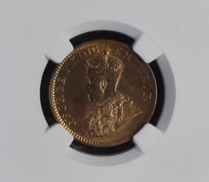 1916 C KG V British India 1/4 Anna - NGC Graded MS 65 RB - Picture 1 of 4