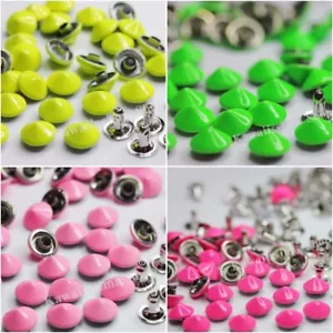 Borchie cono a rivetto 9mm color fluo fuxia/verde/giallo/rosa quantita' a scelta - Picture 1 of 5