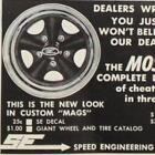 1965 SPEED ENGINEERING IMPRESSION AD YOUNTVILLE CA MAG ROUES TRICHEURS PERSONNALISÉS VINTAGE