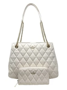 Kate Spade Carey Quilted Leather Large Tote Bag Chain Shoulder With Wallet - Picture 1 of 14