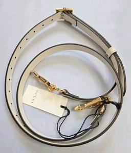 GUCCI WHITE LEATHER HANDBAG REPLACEMENT ADJUSTABLE STRAP w GOLD HARDWARE ITALY - Picture 1 of 6